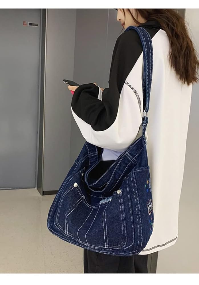 Amazon.com: Demin Shoulder Bag Women Grunge Crossbody Bags